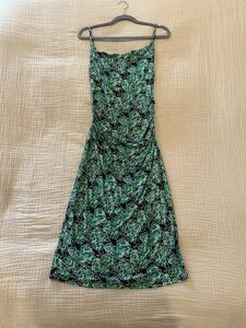DVF (no tags) FLORAL PRINT RUCHED WAIST MIDI DRESS - SIZE 6